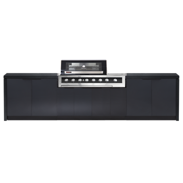 Cabinex Galaxy Black 6-Burner with Side Burner Kitchen Package with Porcelain Benchtop